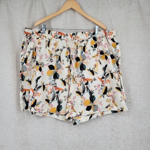 Rachel Zoe 100% Linen Shorts Womens Plus Size 3X  Multicolor Floral Tropical - Picture 1 of 9